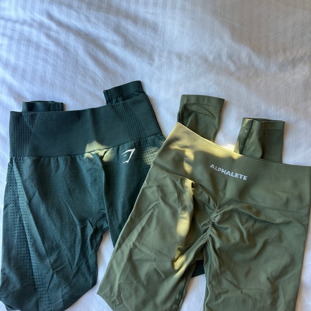 Alphalete x Gymshark Green and Olive Leggings